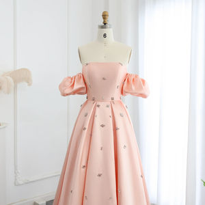 Jancember SZ442 Rose Brillant Hors Épaule Strass A-ligne Robes De Bal De Soirée - Product Image 3