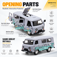 Nuovo Modellino in Scala 1:24 del Classico UAZ-452 Russo, Furgone Retrò con Porte Apribili, Funzione Pull-Back, in Metallo, Auto Giocattolo Vintage con Luci e Suoni