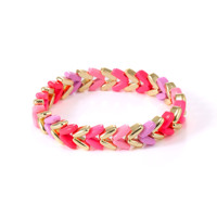 Bracelet élastique en forme de flèche arc-en-ciel émaillé Tila Tile extensible Colorblock pour cadeaux de couple unisexe