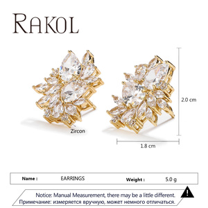 Rakol EP5699 Water <b>Drop</b> Full Trendy Real Gold Plated Zirconia <b>Bridal</b> <b>Earrings</b> Women's Jewelry - Product Image 6
