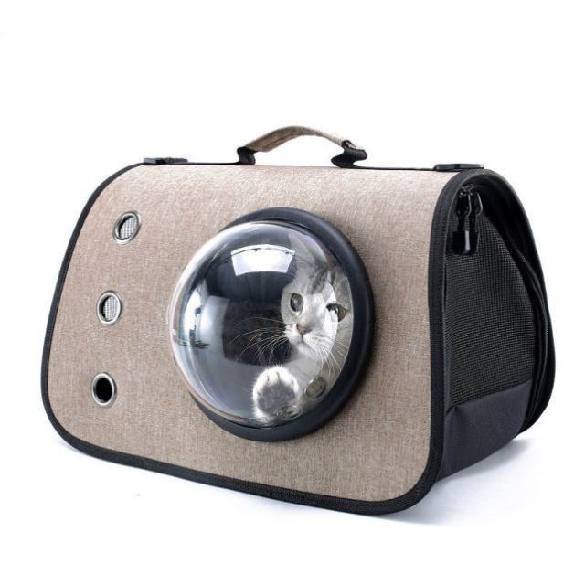 Sac fourre-tout sur le thème des chats avec motif spatial [couleur café]