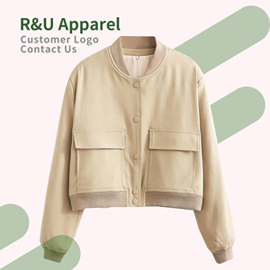 <span class=keywords><strong>Veste</strong></span> bomber pour femmes avec poches, style vintage, manches longues, boutons sur le devant, vêtements d'extérieur décontractés - Product Image 4