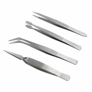 Stainless Steel Tweezers Set 4 Piece Curved Head Electronic Repair <b>Tool</b> DIY Clamping <b>Precision</b> Instrument 35g - Product Image 5