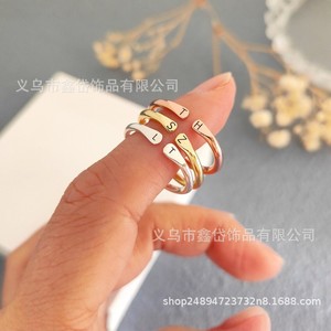 Xindai Adjustable Letter Opening <b>Ring</b> For <b>Couples</b> Titanium Steel Plated Index Finger Jewelry - Product Image 2