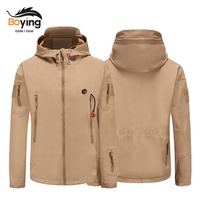 Blouson de ski et d'alpinisme Boying à fermeture éclair, chauffant, rechargeable, coupe-vent, imperméable, chaud, séchage rapide, unisexe, en nylon/cachemire