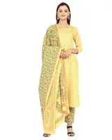 Taxa de vestuário indiano por atacado das senhoras impresso salwar kameez algodão amarelo reta Terno roupas indianas