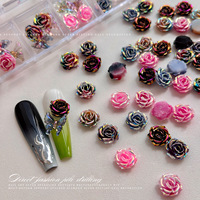 Accessoires pour ongles en résine, motif papillon et camélia 3D style dopamine, dégradé, 12 emplacements, pour décoration d'ongles DIY