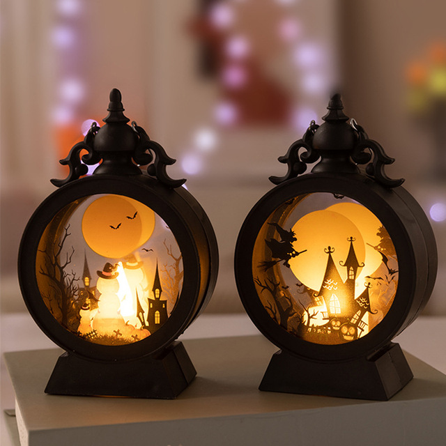 Halloween New Luminous Alarm Clock LED Light Decoration Desktop Small Ornament Ghost House Scene Arrangement
