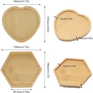 コースターティーコーヒーケーキスナック用竹植物ソーサー木製サービングトレイ花植物多肉植物トレイ