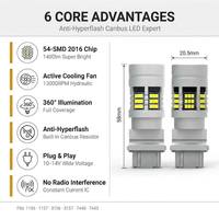 Ampoules LED G-View 7443 avec résistance intégrée, décodeur sans hyper clignotement, ampoule LED T20 7440 pour clignotants et feux stop