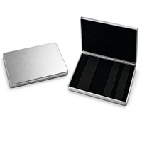 Porte-cartes en métal inoxydable avec sangle élastique, blocage RFID, fin et élégant, pour cartes de crédit et d'identité, avec pochette à rabat, boîte de rangement pour cartes