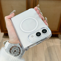 Casing Ponsel Magnetik Transparan untuk iPhone Duo Fold, Perlindungan Penuh, Penutup Pelindung Engsel