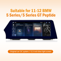 Pantalla de Navegación HD Estilo Blade de 12.3 Pulgadas para BMW Serie 5 CIC 2011 2012, CarPlay Inalámbrico y Android Auto, Control por Voz Bluetooth