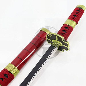 Katana <span class=keywords><strong>Sandai</strong></span> <span class=keywords><strong>Kitetsu</strong></span> Roronoa Zoro non affûté de 17,72 pouces avec poignée rouge, accessoire de cosplay pour les fans d'anime - Product Image 3