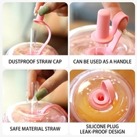 Gobelet en plastique brillant et mignon de 700 ml avec paille, personnalisable, réutilisable, à double paroi, pour adultes, écologique et sûr, pour filles