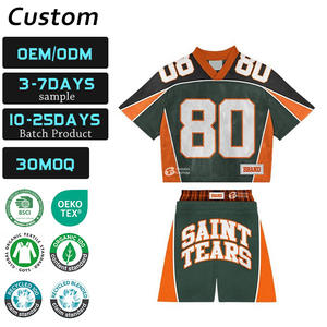 Maillots de sport d'été personnalisés ODM – Chemises de designer de haute qualité à col en V, manches courtes, coupe ample, style football, effet délavé et tendance - Product Image 1