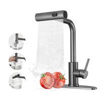 Robinet de cuisine moderne intelligent en acier inoxydable laiton anti-éclaboussures robinet d'évier d'eau chaude et froide robinet de dessin de pluie transfrontalier