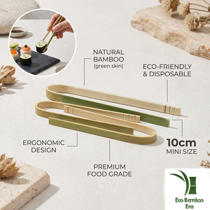 Pinzas de Bambú Mini de 10 cm y 12 cm, Ecológicas, Desechables, Pinzas Pequeñas para Servir <span class=keywords><strong>Sushi</strong></span>, Aperitivos y Buffet - Product Image 1