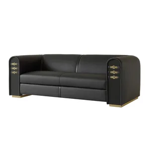 Italian Versace sofa kulit mewah, set furnitur vila ruang tamu modern 2022
