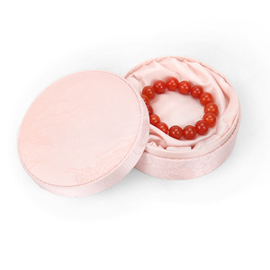Round Jewelry Box with Velvet Lining Elegant <b>Storage</b> Case for <b>Rings</b> and Bracelets in Pink Purple and Cream Colors - Product Image 5