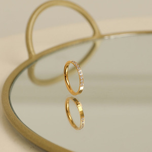 Anillos de Pareja de Acero Inoxidable <span class=keywords><strong>con</strong></span> Diamantes CZ, Chapados en <span class=keywords><strong>Oro</strong></span>, Joyería de Compromiso y Boda, Elegantes Anillos de <span class=keywords><strong>Alianza</strong></span> de Zirconia 316L para Hombre y Mujer - Product Image 4