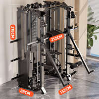 DINUO Rack de musculation multifonction, Station Smith, Gym de musculation à domicile avec siège réglable et panneau de traction