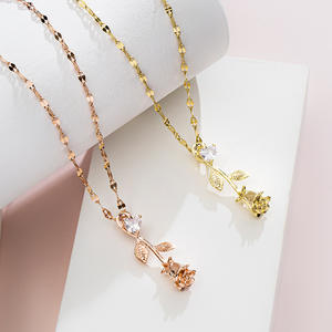 Collana con Ciondolo a Catena Geometrica Delicata in Acciaio Inossidabile Placcato Oro 18K, Regalo per Anniversario per <span class=keywords><strong>Amanti</strong></span>/Madri/Amiche - Product Image 1