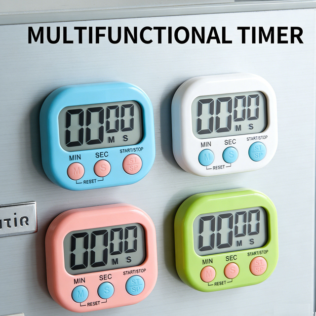 Popular Digital Magnetic Design Button Control Mini Multi Color Kitchen Timer with LCD Display Countdown Stopwatch for Cooking