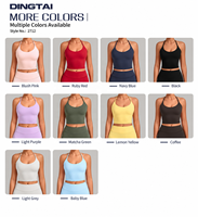 Haut de yoga Dingtai Halter à décolleté plongeant et dos ouvert pour femme, sans manches, avec coussinets amovibles, couleur unie, anti-humidité, vêtement de sport