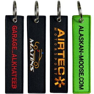 사용자 정의 로고 자동차 비행 양면 자수 패브릭 키 체인/키 태그/열쇠 고리 전에 고품질 제거 - Product Image 5