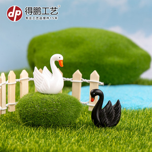<b>Miniature</b> Swan Ornaments Black And White Glossy Finish Indoor Outdoor Garden Decor D1268 - Product Image 5