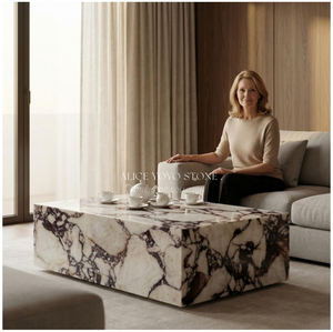 Set di <span class=keywords><strong>Tavolini</strong></span> <span class=keywords><strong>da</strong></span> Caffè di Lusso in Marmo Calacatta Viola, Tavoli Centrali Rettangolari per Villa, Hotel e Soggiorno - Product Image 3