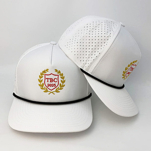 Mũ Golf Chống Nước Tùy Chỉnh 5 Mảnh Thêu Vải, Mũ Lưỡi Trai Có Viền Cong Nhẹ, Dây Thừng, Lỗ Cắt Laser - Product Image 6