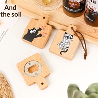 Ouvre-bouteille magnétique en bois massif avec logo personnalisé, motif patte de chat créative, portable et multifonctionnel