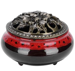 Brûleur d'encens en céramique LAMDAWN pour cônes de sauge, support de combustion de charbon de bois avec pot en résine, bois de santal et autocollants - Product Image 1