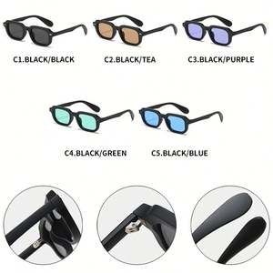 Gafas de Sol Rectangulares Punk con Remaches, Retro 2025, con Logotipo Personalizado, para Hombre y Mujer, UV400, Montura Cuadrada Pequeña - Product Image 6