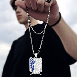 Collana Trendy in Acciaio Inossidabile con Ciondolo <span class=keywords><strong>Attack</strong></span> on Titan (Corpo di Ricognizione) e Catena a Corda, Design con Ali, Gioiello Anime, Idea Regalo - Product Image 4