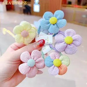 Nuevo lindo dulce colorido suave flores lazos para el cabello para niñas Cola de Caballo elástico diadema Niños Accesorios de adorno para el cabello