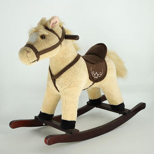 Cavalo de Balanço Infantil em Madeira Sólida e Pelúcia, Brinquedo Unissex, Cadeira de Balanço - Product Image 6