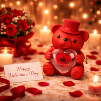 Support de bague et collier en acrylique avec ours en peluche et rose véritable, Cadeaux pour Noël, la Saint-Valentin, la Fête des Mères, la remise des diplômes, Boîte cadeau incluse