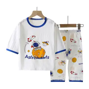 Children Summer Terno Pajama 100% Cotton Shirt Shorts Set For Kids