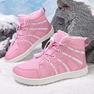 Bottes de neige d'hiver pour enfants, bottines à bout rond, doublure en peluche, semelle extérieure en caoutchouc, unisexe, confortables pour l'extérieur - Product Image 5