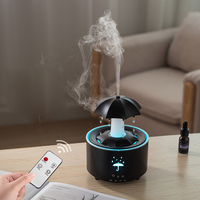 Diffuseur d'huiles essentielles ultrasonique unique à 7 couleurs avec lumière flamme, télécommande de bureau, humidificateur rotatif à gouttelettes d'eau et parfum d'ambiance