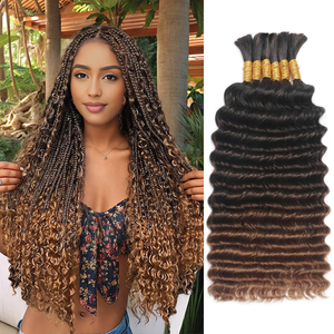 Extensions de cheveux humains en vrac <span class=keywords><strong>Auburn</strong></span> Ginger Ombre 12A Deep Wave pour le tressage, style bohème et ondulé, 100% cheveux vierges non traités - Product Image 1
