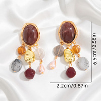 Boucles d'oreilles pendantes à pampilles superposées, style bohème, en alliage, incrustées de pierres précieuses, haut de gamme, pour femme, idéales pour la plage et les festivals, au design ethnique vintage et tendance.