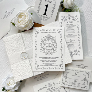 Bông mộc mạc lời mời đám cưới phù hợp với, <span class=keywords><strong>handmade</strong></span> giấy mời, deckled cạnh lời mời cho đám cưới cổ điển - Product Image 2