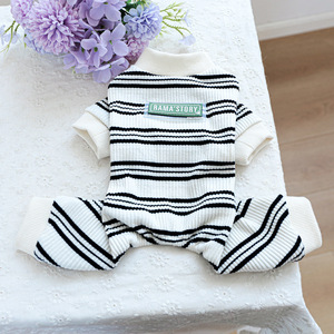 PETCIRCLE Pet <b>Clothes</b>, Dog and <b>Cat</b> Outfits, Onesie, Black and White Striped Home Wear - Product Image 4