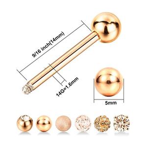 Vente en gros de bagues barbell en acier inoxydable 316L avec zircone cubique pour piercing de téton - Product Image 2