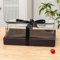 Vente directe d'usine, boîte à fruits et gâteaux avec couvercle transparent noir recyclable, avec laminage mat et revêtement UV pour les sushis et les aliments
