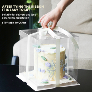 24PCS rõ ràng bánh hộp với Ribbon 2-lớp 10x10x10 inch trong suốt bánh tàu sân bay hộp có nắp đậy PET cao bánh bao bì hộp - Product Image 6